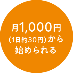 月1,000円（1日約30円）から始められる