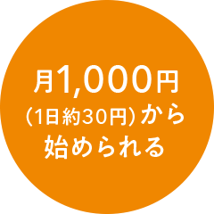 月1,000円(1日約30円)から始められる